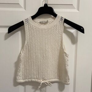 Alice + Olivia white Textured Crop Top